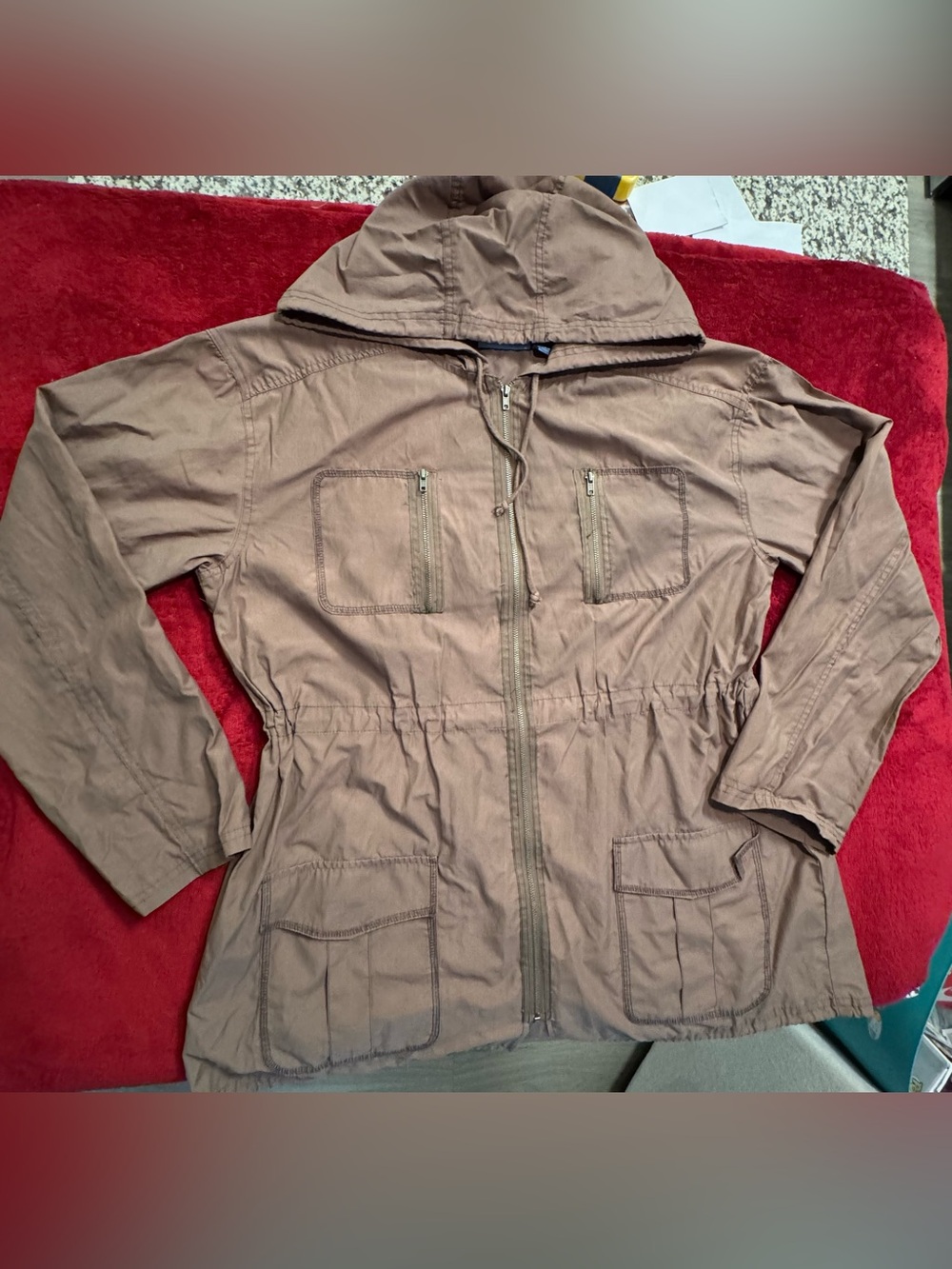 Simply Vera Vera Wang Hooded Utility Jacket - Taupe